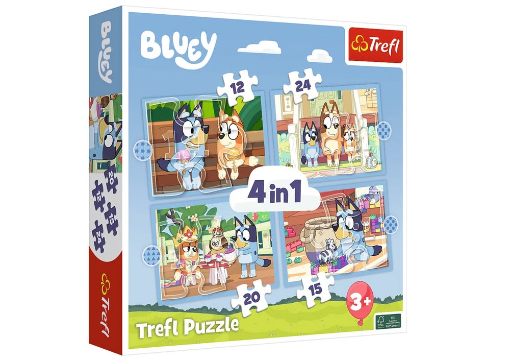Bluey 4-i-1 barnpussel 12/15/20/24 bitar, från 3 år