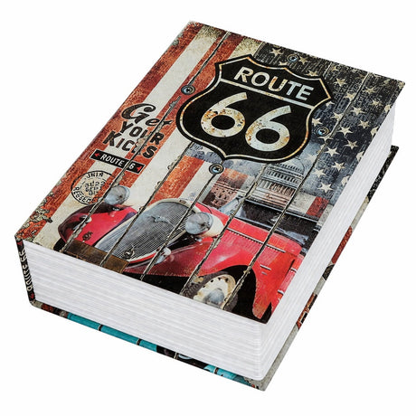 Bokgömma med nyckellås Route 66-motiv 18,5x12x6 cm 2 nycklar