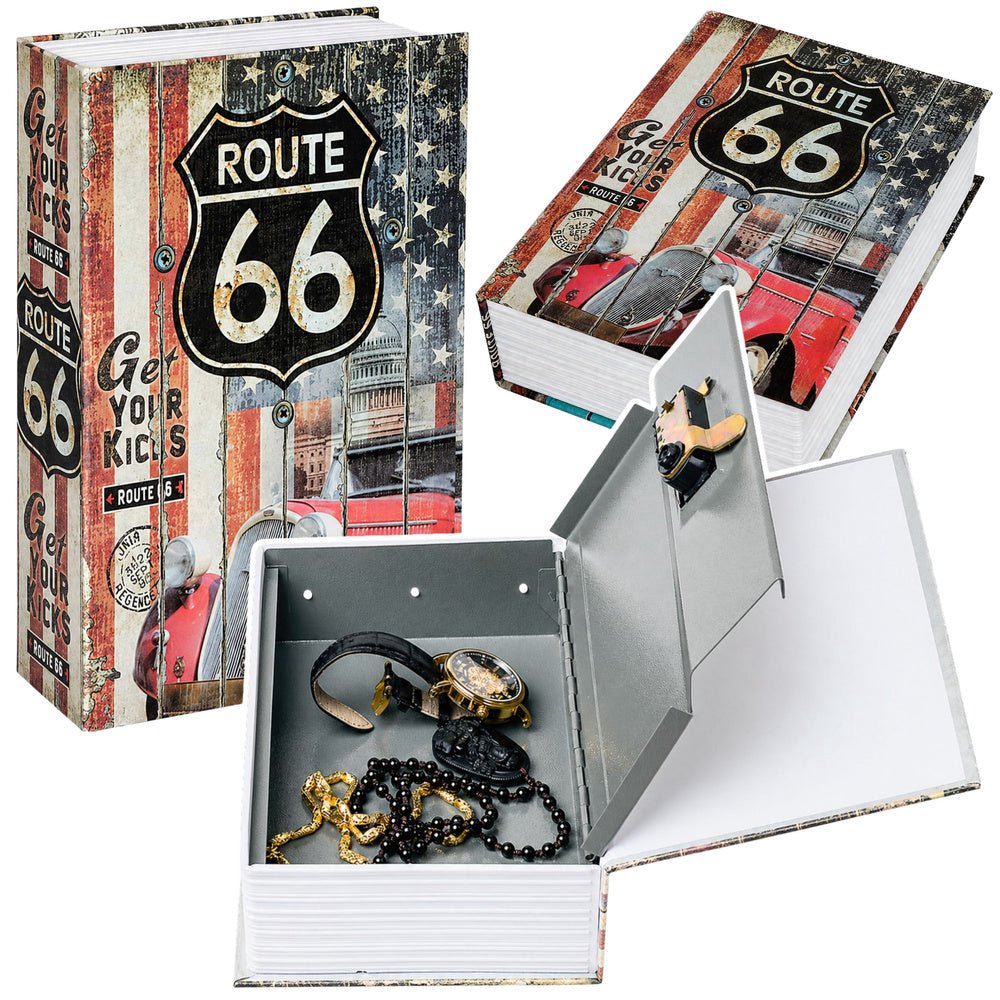 Bokgömma med nyckellås Route 66 motiv, 2 nycklar