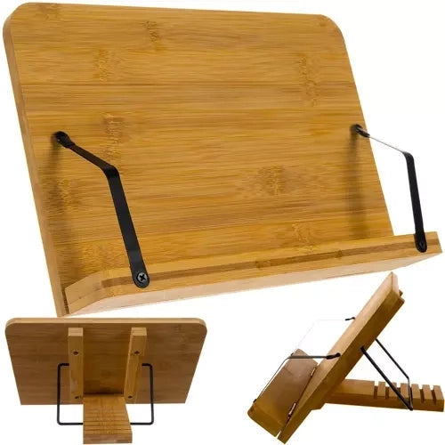 Bokställ i bambu justerbart för böcker/surfplatta/laptop 28 cm