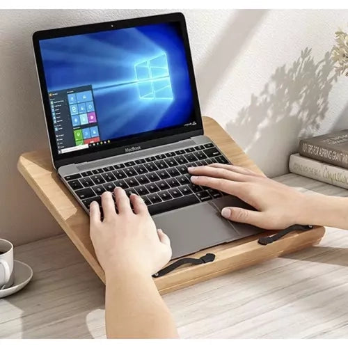 Bokställ i bambu justerbart för böcker/surfplatta/laptop 28 cm
