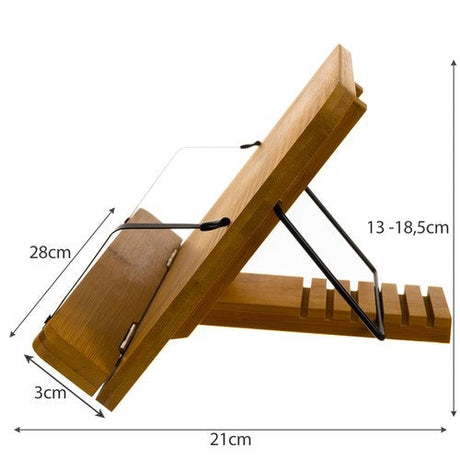 Bokställ i bambu justerbart för böcker/surfplatta/laptop 28 cm