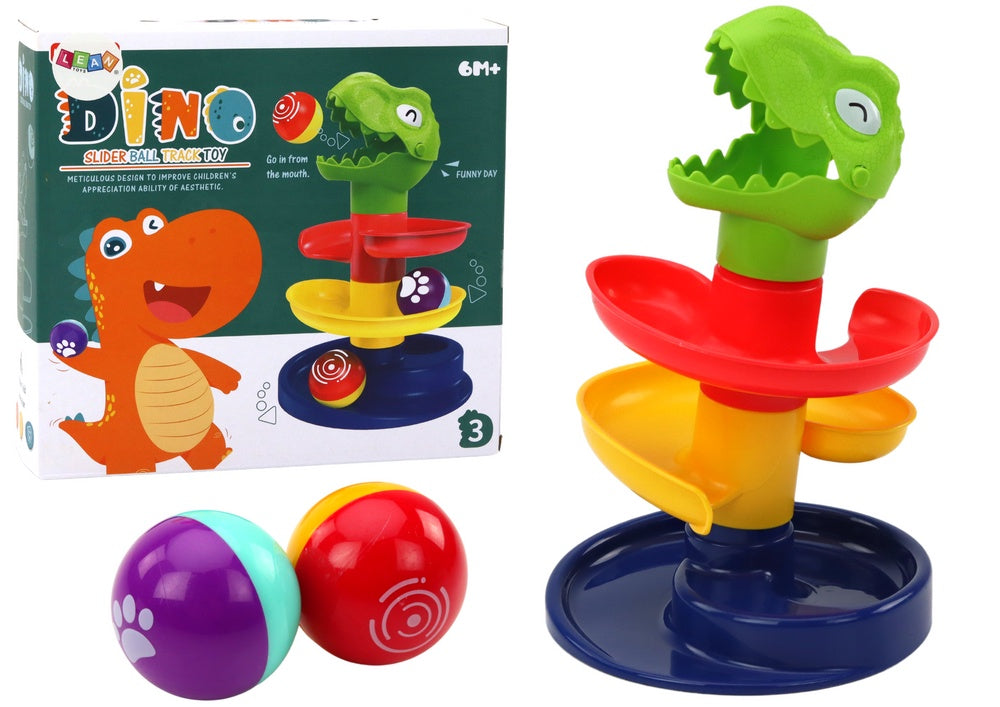 Bollbana med dinosaurie 4 nivåer, rullbollar, från 6 månader