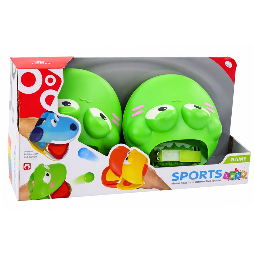 Bollfångarspel grodklor med kardborreband, set 2 grodklor + 2 bollar