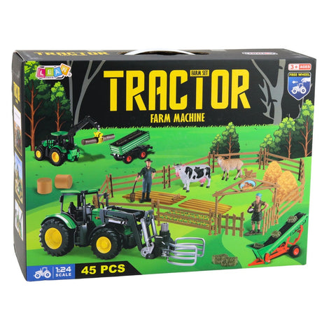 Bondgårdsleksak 45 delar med traktor, lyftbart släp, djur & figurer