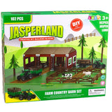 Bondgårdsleksak set 102 delar med 2 traktorer, släp och djurfigurer