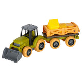 Bondgårds leksaksset traktor med släp, djur & batteridriven borr 3+