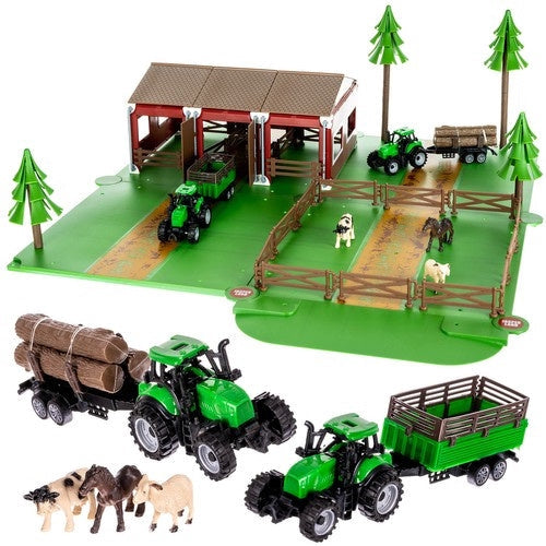 Bondgårdslekset 102 delar med djur, traktor, stall och staket