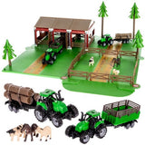 Bondgårdslekset 102 delar med djur, traktor, stall och staket