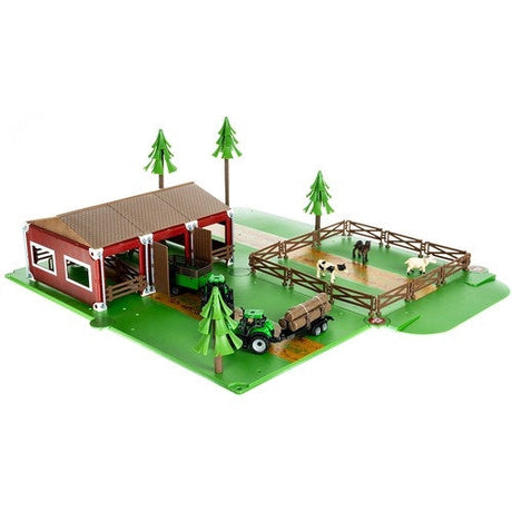 Bondgårdslekset 102 delar med djur, traktor, stall och staket