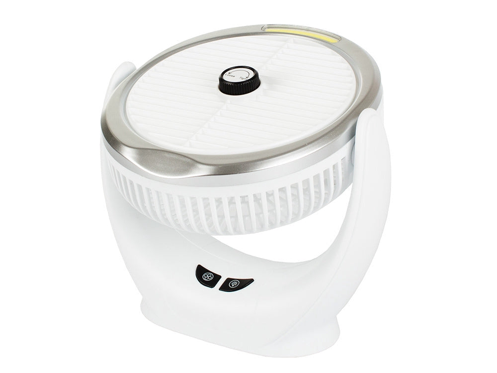 Bordfläkt 14,5 cm med LED-lampa uppladdningsbar USB vit/silver