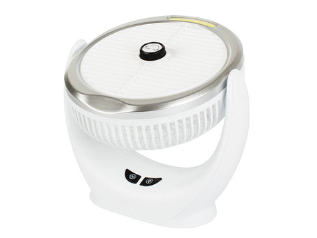 Bordfläkt 14,5 cm med LED-lampa uppladdningsbar USB vit/silver