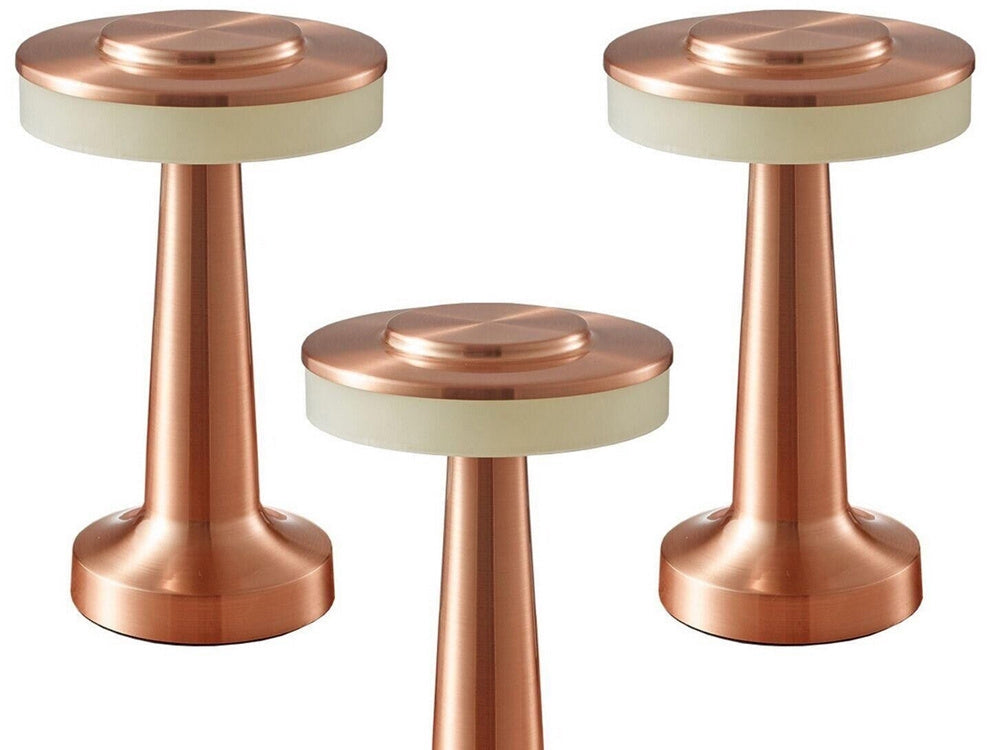 Bordslampa LED 3W dimbar 3 ljuslägen uppladdningsbar koppar 20 cm