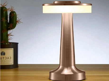 Bordslampa LED 3W dimbar 3 ljuslägen uppladdningsbar koppar 20 cm