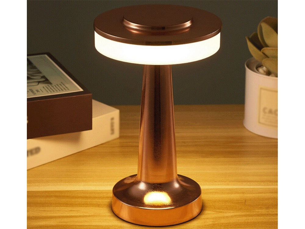Bordslampa LED 3W dimbar 3 ljuslägen uppladdningsbar koppar 20 cm