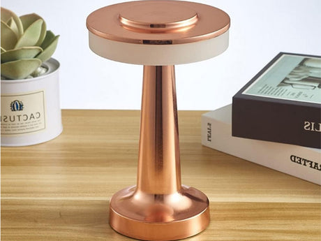 Bordslampa LED 3W dimbar 3 ljuslägen uppladdningsbar koppar 20 cm