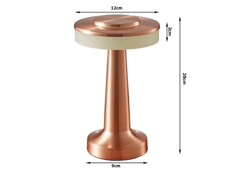 Bordslampa LED 3W dimbar 3 ljuslägen uppladdningsbar koppar 20 cm
