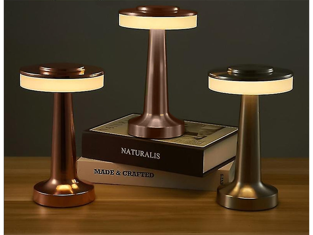 Bordslampa LED 3W dimbar 3 ljuslägen uppladdningsbar koppar 20 cm