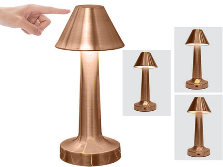 Bordslampa LED uppladdningsbar touch dimbar 3 lägen koppar 23,5 cm