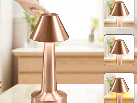 Bordslampa LED uppladdningsbar touch dimbar 3 lägen koppar 23,5 cm