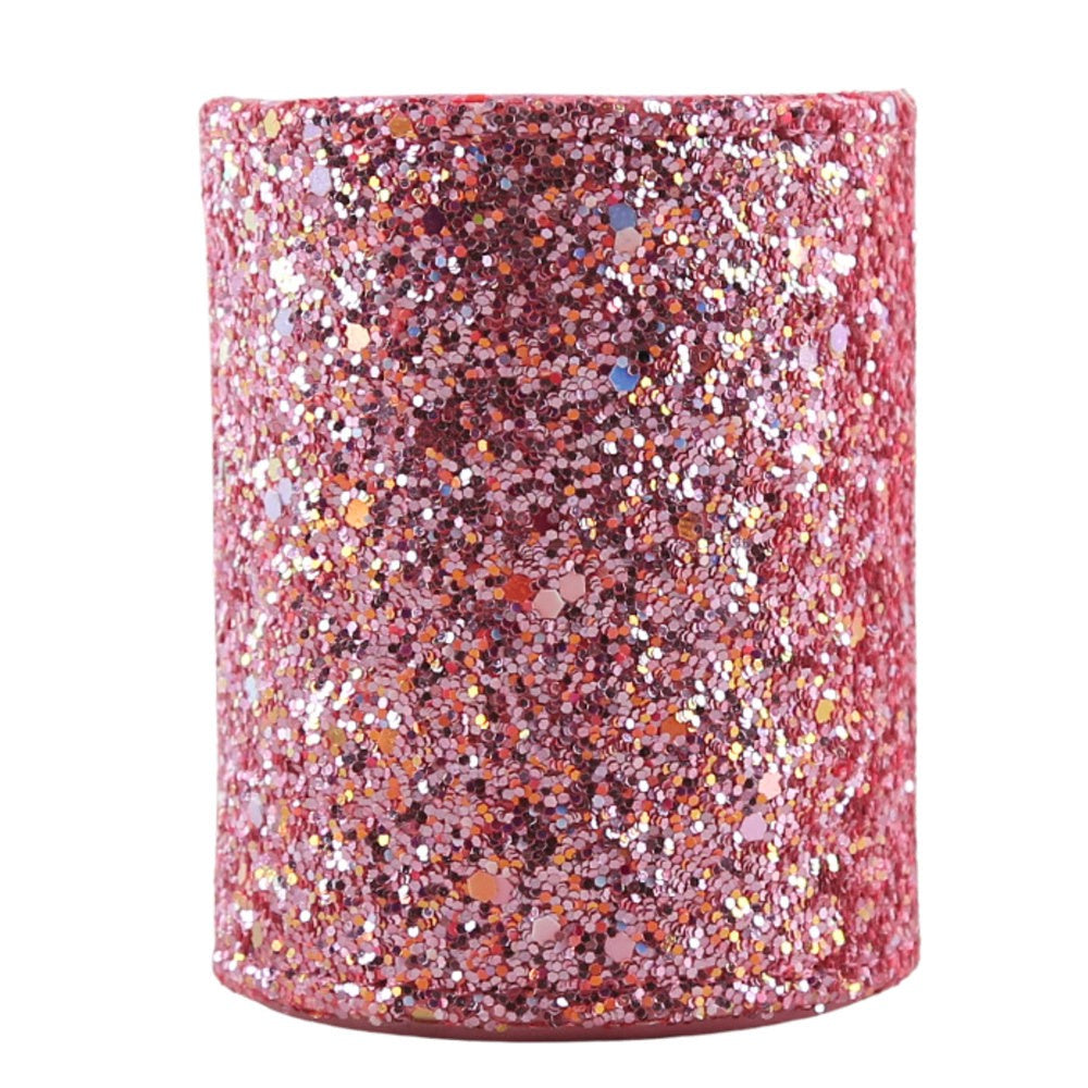 Borsthållare i plast glittrig rosa 9x7x7 cm för makeupborstar