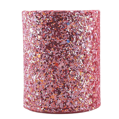 Borsthållare i plast glittrig rosa 9x7x7 cm för makeupborstar