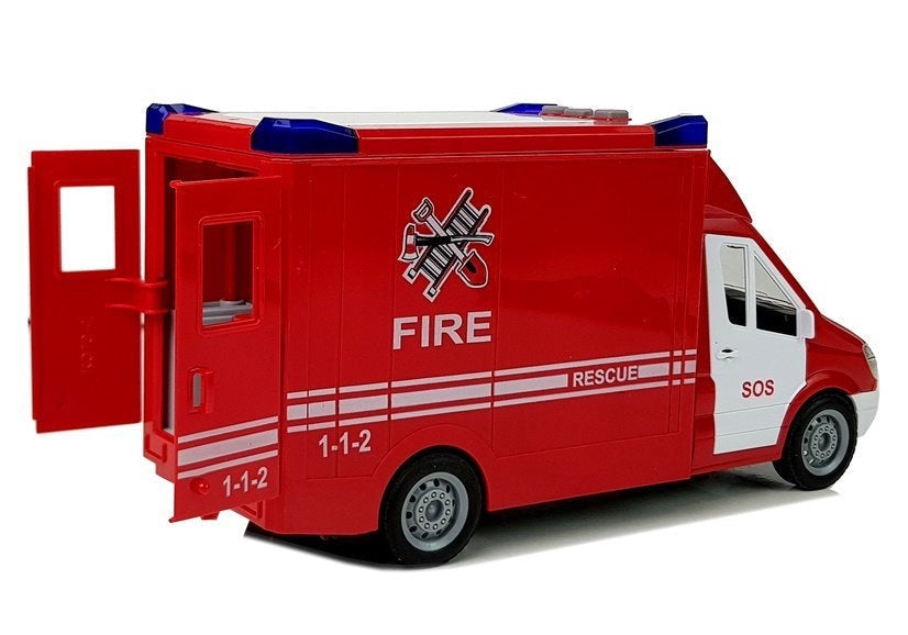 Brandbil leksak 27 cm med öppningsbara dörrar, ljus/ljud, 3+ år