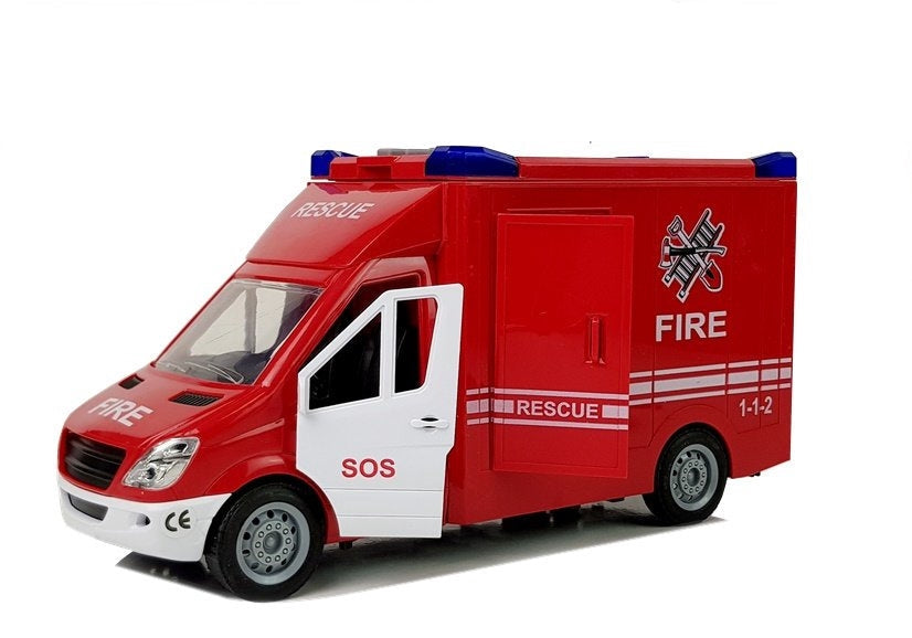 Brandbil leksak 27 cm med öppningsbara dörrar, ljus/ljud, 3+ år