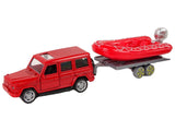 Brandfordon leksaksset 3 delar med stegbil, jeep & motorbåt med trailer