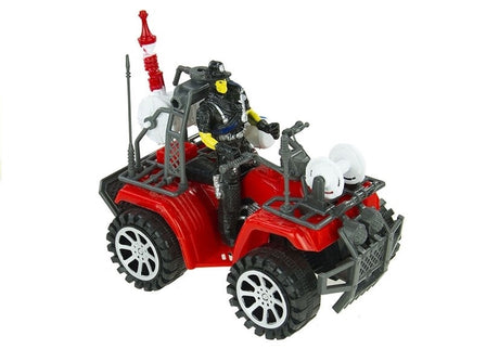 Brandmansset med stor brandbil 49 cm, hjälm, ATV, 2 figurer & tillbehör
