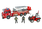 Brandmansset med stor brandbil 49 cm, hjälm, ATV, 2 figurer & tillbehör