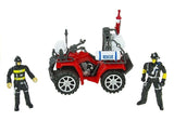 Brandmansset med stor brandbil 49 cm, hjälm, ATV, 2 figurer & tillbehör