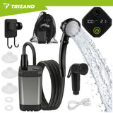 Bärbar campingdusch 6000mAh med pump 2 m slang USB-C 90–120 min