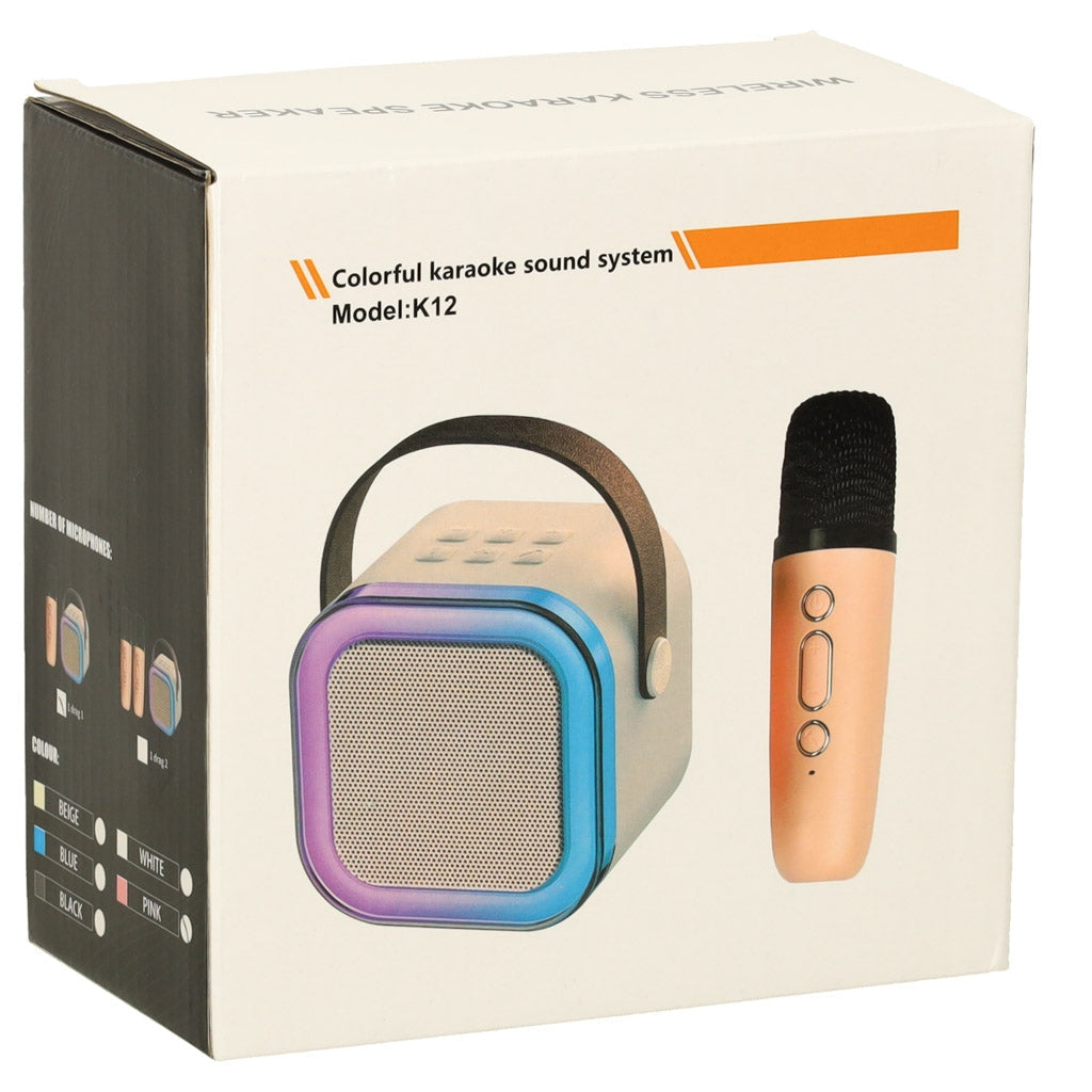 Bärbart karaoke-set Bluetooth-högtalare 6W + mikrofon rosa