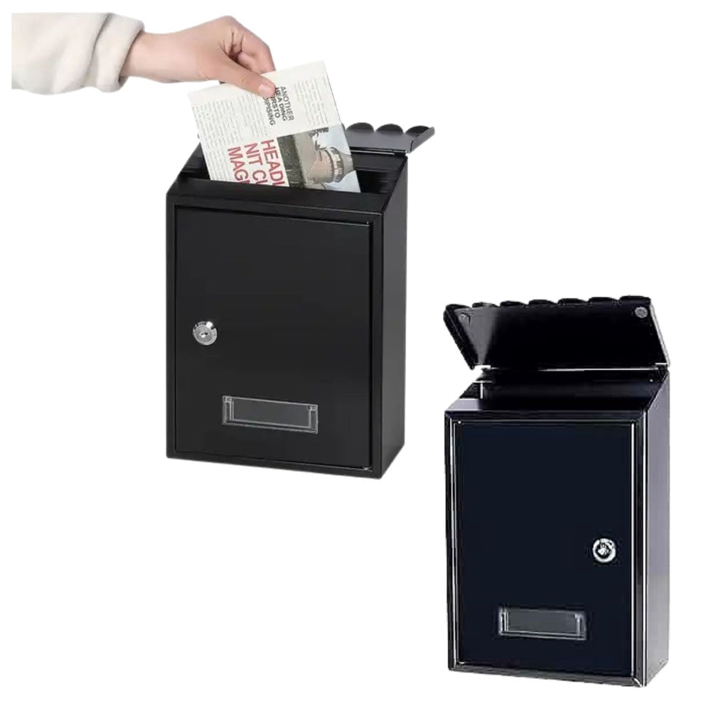 Brevlåda väggmontering låsbar svart 26,5x18,5x6,5 cm 2 nycklar