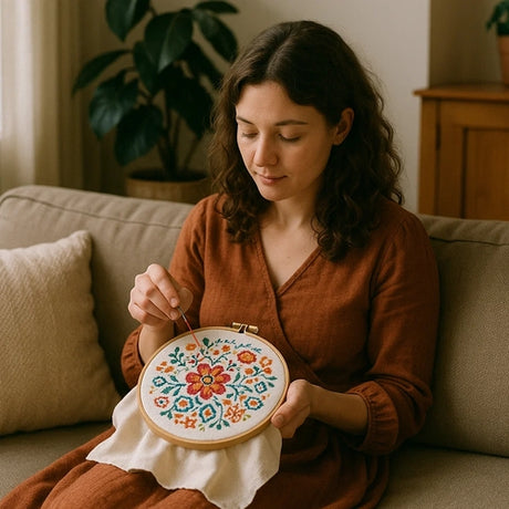 Broderikit 207 delar med 100 färger, trådar 8 m, 5 broderiram