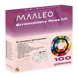 Broderikit 207 delar med 100 färger, trådar 8 m, 5 broderiram