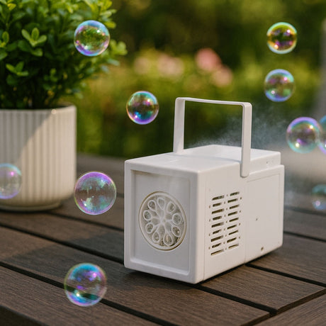 Bubbelmaskin batteridriven 10 hål portabel inkl 50 ml bubbelvätska