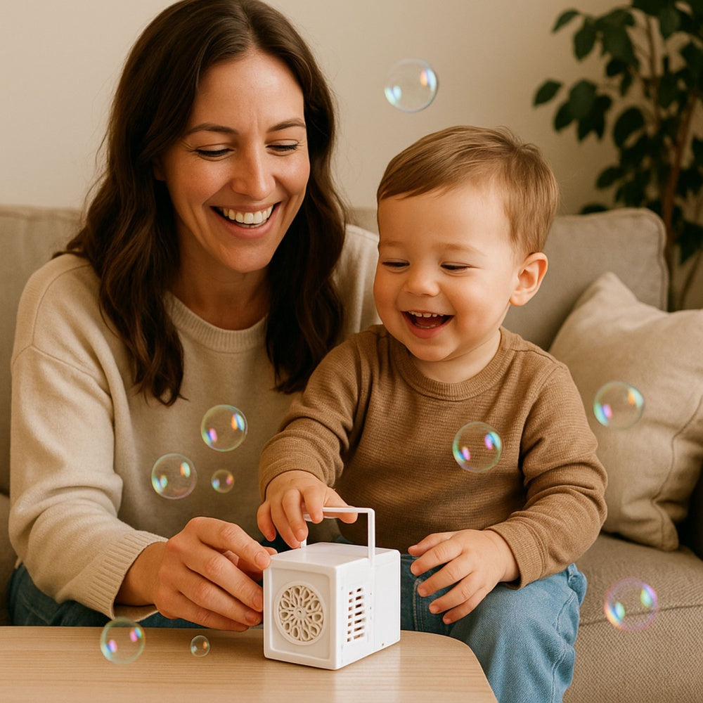 Bubbelmaskin batteridriven 10 hål portabel inkl 50 ml bubbelvätska