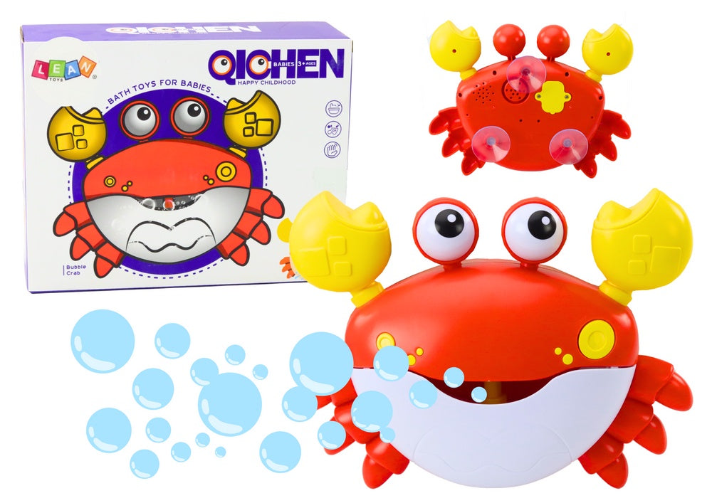 Bubbelmaskin krabba röd med ljus och ljud, batteridriven AA, 3+
