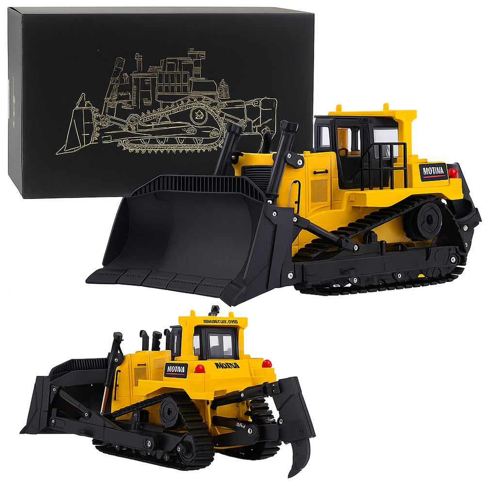 Bulldozer med grävmaskin 1:50 modell i metall/plast, rörliga band