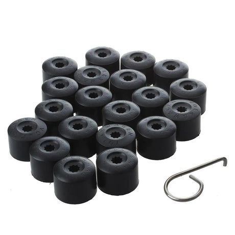 Bultkåpor för hjulmuttrar 17 mm svart 20-pack med borttagningsverktyg