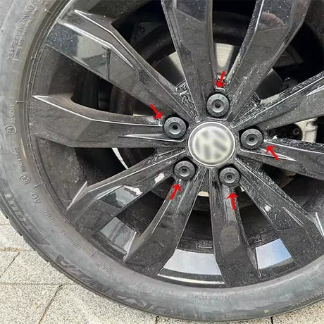 Bultkåpor för hjulmuttrar 17 mm svart 20-pack med borttagningsverktyg
