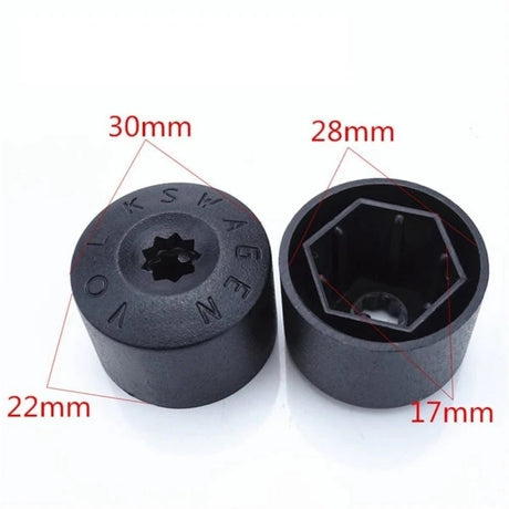 Bultkåpor för hjulmuttrar 17 mm svart 20-pack med borttagningsverktyg
