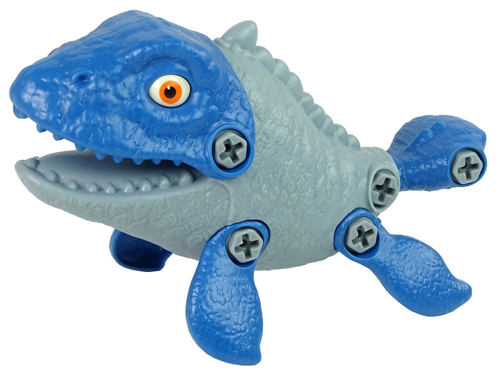 Byggbar dinosaurie Mosasaur i ägg med skruvmejsel 20 cm 3+ år