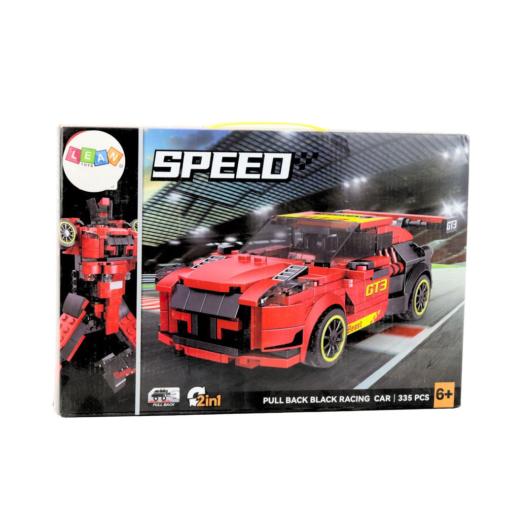 Byggblock 2-i-1 robot och GT3 sportbil 335 delar med dragback