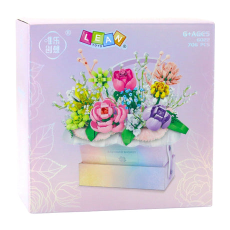 Byggblock blomsterarrangemang i låda med LED-ljus 706 delar