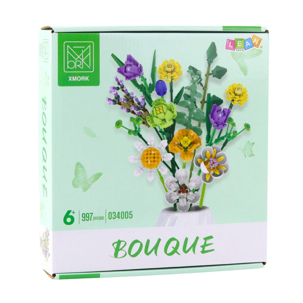 Byggblockset blommor 997 delar, 13 blomtyper, presentlåda