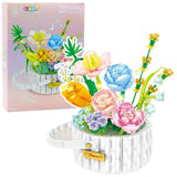 Byggblockset blomsterkorg 1376 delar med LED-ljus, 20,5x18,5x17 cm