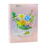 Byggblockset blomsterkorg 1376 delar med LED-ljus, 20,5x18,5x17 cm